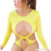 Aiybao Women’s Sheer Extreme Bikini Halterneck Top and Tie Sides Micro Thong Sets Yellow B07D4GWLKJ